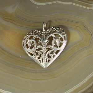 STERLING SILVER ETCHED HEART PENDANT